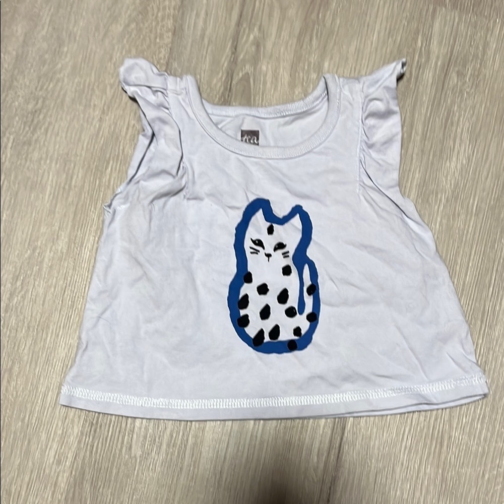 Blue Cat Print Kids Top‎